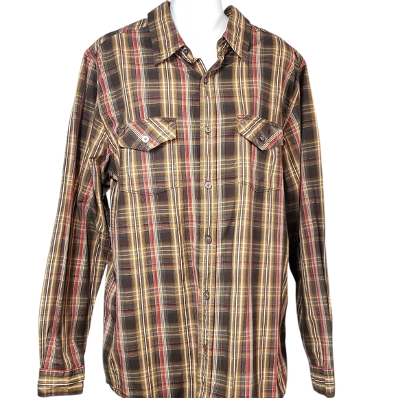 The North Face Men's Brown Red Plaid Button Down Shirt Size Large Casual - Picture 8 of 13